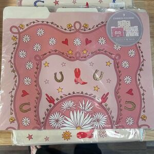 Molly & Rex 9 Folders Western Cowgirl Boots Horseshoes Daisies Pink 9.5 X 12 New